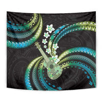 Hawaiian Ukulele Tapestry Chartreuse Cyan Fantastic Plumeria LT01 - Polynesian Pride