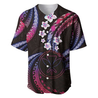 Hawaii Map Kanaka Maoli Baseball Jersey Fantastic Frangipani Sweet Dream LT01 Pink - Polynesian Pride