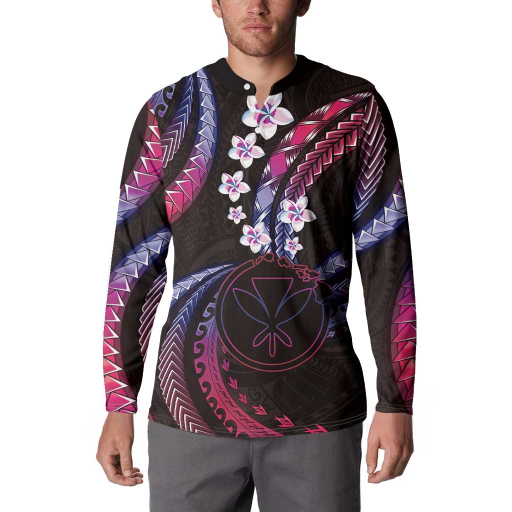 Hawaii Map Kanaka Maoli Button Sweatshirt Fantastic Frangipani Sweet Dream LT01 - Polynesian Pride