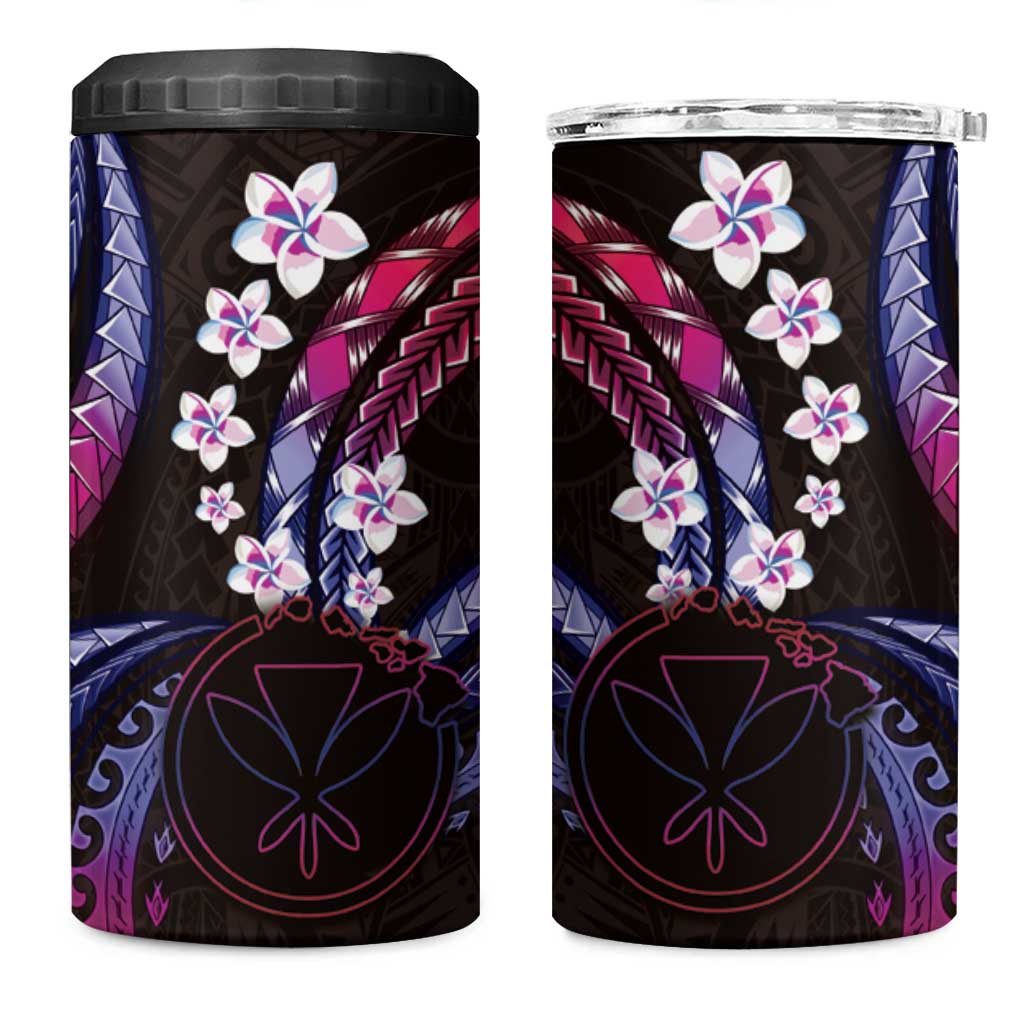 Hawaii Map Kanaka Maoli 4 in 1 Can Cooler Tumbler Fantastic Frangipani Sweet Dream