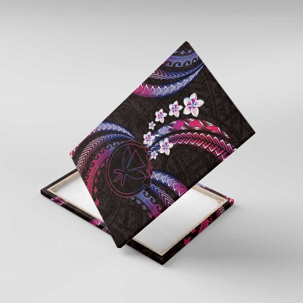 Hawaii Map Kanaka Maoli Canvas Wall Art Fantastic Frangipani Sweet Dream LT01 With Frame Pink - Polynesian Pride