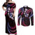 Hawaii Map Kanaka Maoli Couples Matching Off Shoulder Maxi Dress and Long Sleeve Button Shirt Fantastic Frangipani Sweet Dream
