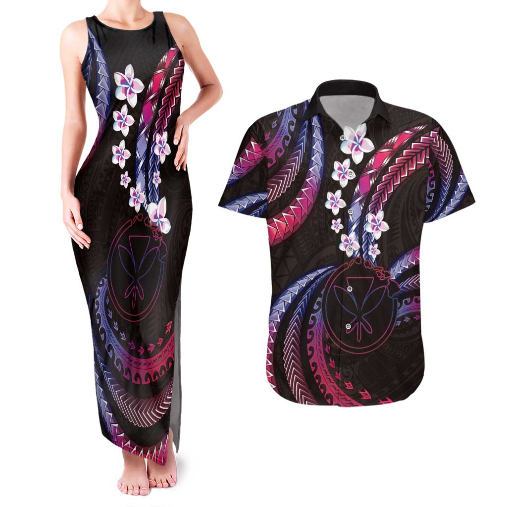 Hawaii Map Kanaka Maoli Couples Matching Tank Maxi Dress and Hawaiian Shirt Fantastic Frangipani Sweet Dream