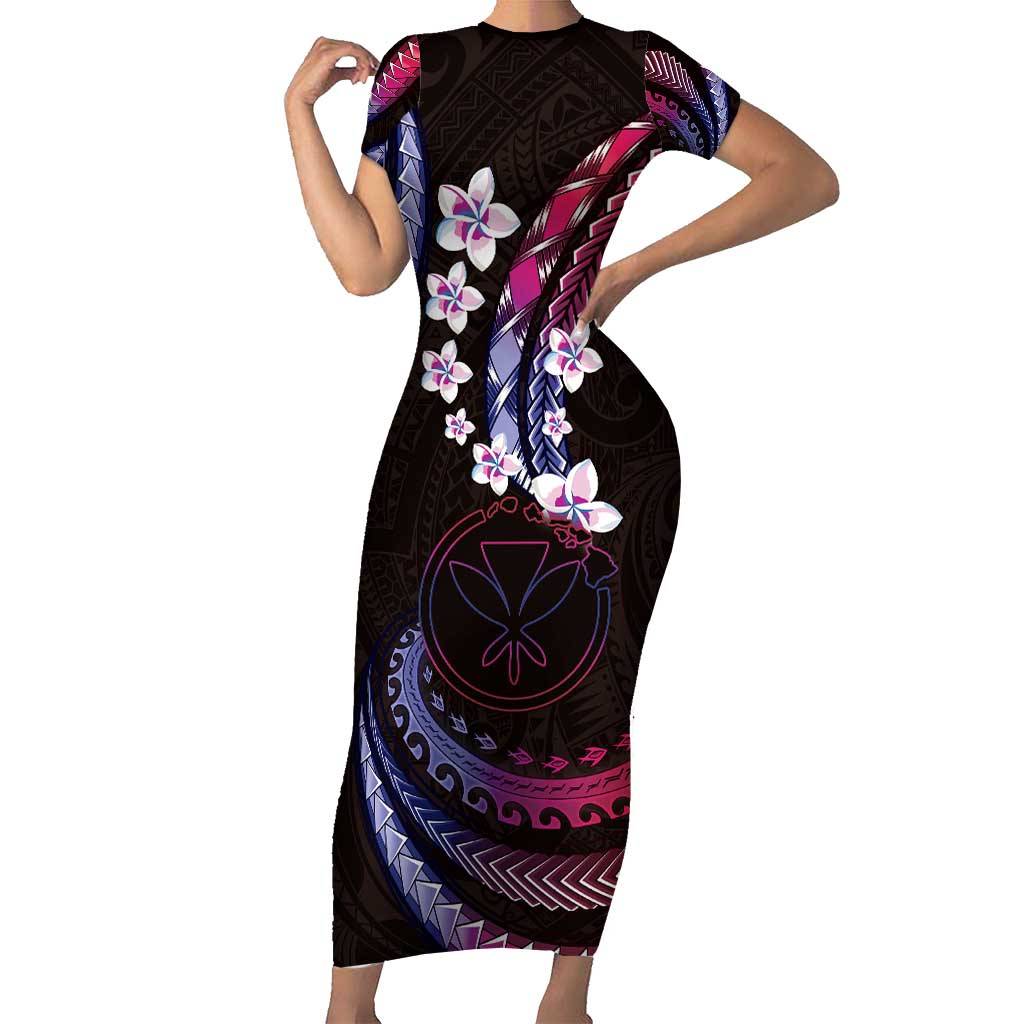 Hawaii Map Kanaka Maoli Family Matching Short Sleeve Bodycon Dress and Hawaiian Shirt Fantastic Frangipani Sweet Dream