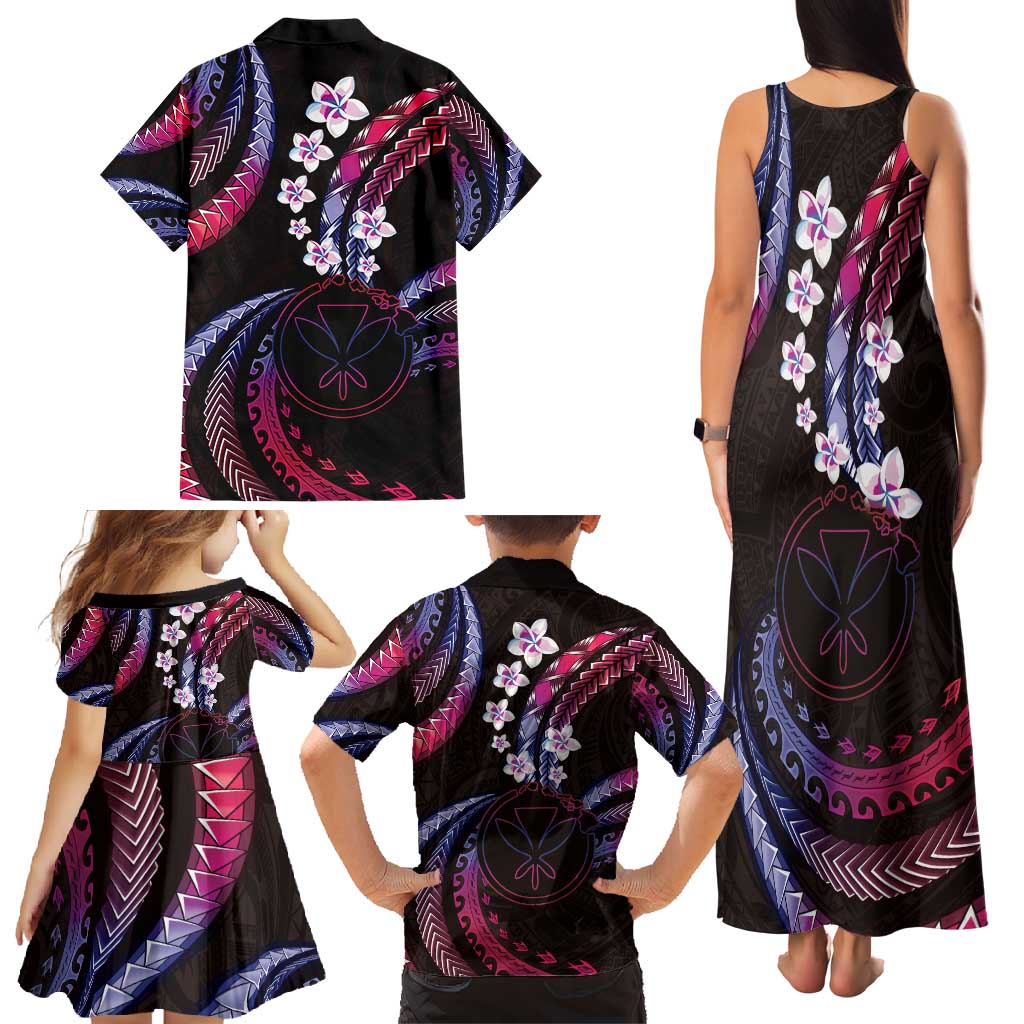 Hawaii Map Kanaka Maoli Family Matching Tank Maxi Dress and Hawaiian Shirt Fantastic Frangipani Sweet Dream