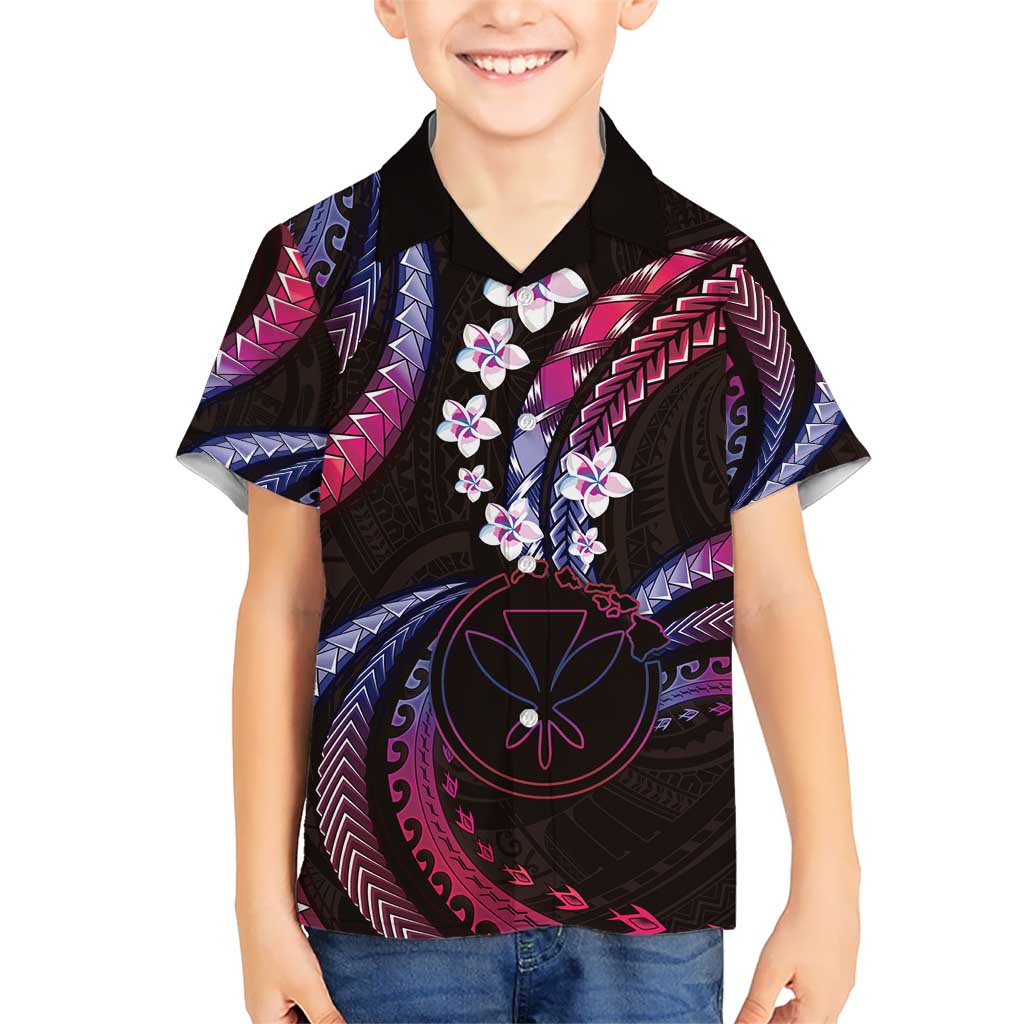 Hawaii Map Kanaka Maoli Kid Hawaiian Shirt Fantastic Frangipani Sweet Dream LT01 Kid Pink - Polynesian Pride