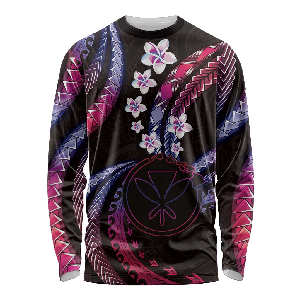 Hawaii Map Kanaka Maoli Long Sleeve Shirt Fantastic Frangipani Sweet Dream
