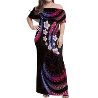 Hawaii Map Kanaka Maoli Off Shoulder Maxi Dress Fantastic Frangipani Sweet Dream