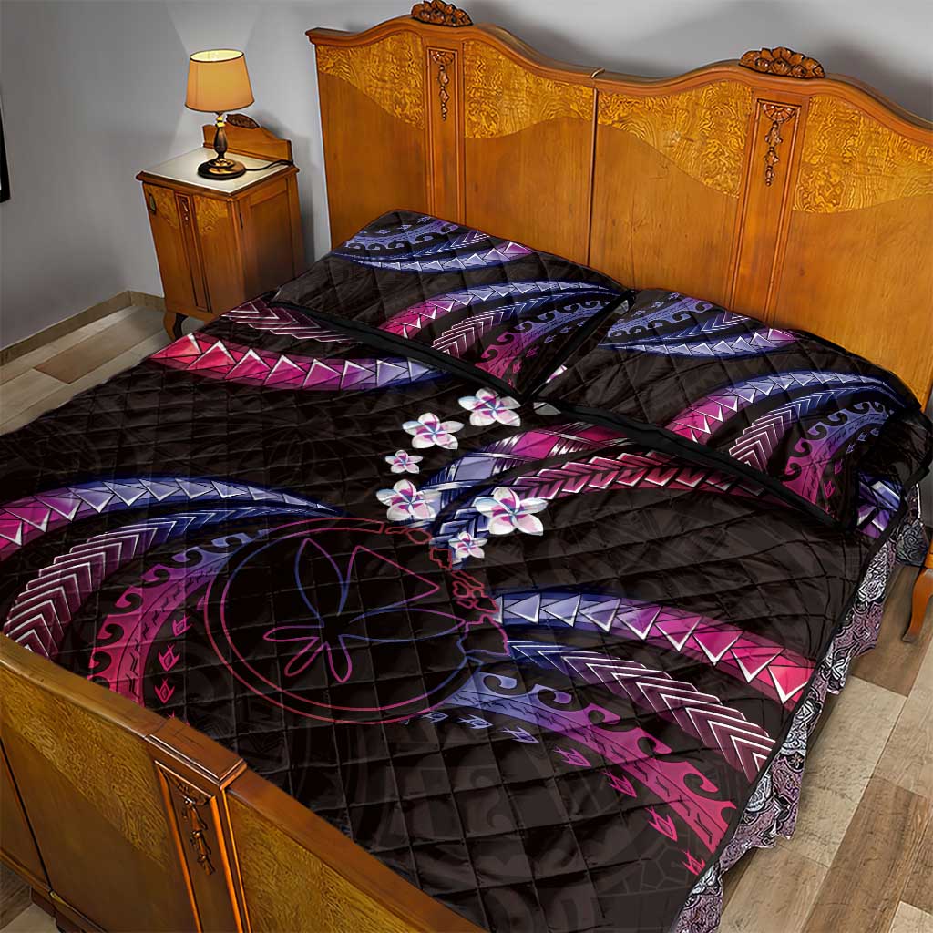 Hawaii Map Kanaka Maoli Quilt Bed Set Fantastic Frangipani Sweet Dream