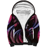 Hawaii Map Kanaka Maoli Sherpa Hoodie Fantastic Frangipani Sweet Dream LT01 Unisex Pink - Polynesian Pride