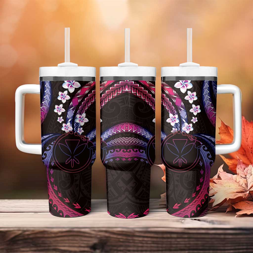 Hawaii Map Kanaka Maoli Tumbler With Handle Fantastic Frangipani Sweet Dream
