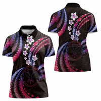 Hawaii Map Kanaka Maoli Women Polo Shirt Fantastic Frangipani Sweet Dream