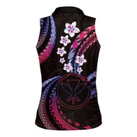 Hawaii Map Kanaka Maoli Women Sleeveless Polo Shirt Fantastic Frangipani Sweet Dream