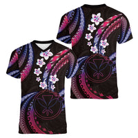 Hawaii Map Kanaka Maoli Women V-Neck T-Shirt Fantastic Frangipani Sweet Dream