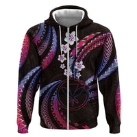 Hawaii Map Kanaka Maoli Zip Hoodie Fantastic Frangipani Sweet Dream LT01 Zip Hoodie Pink - Polynesian Pride