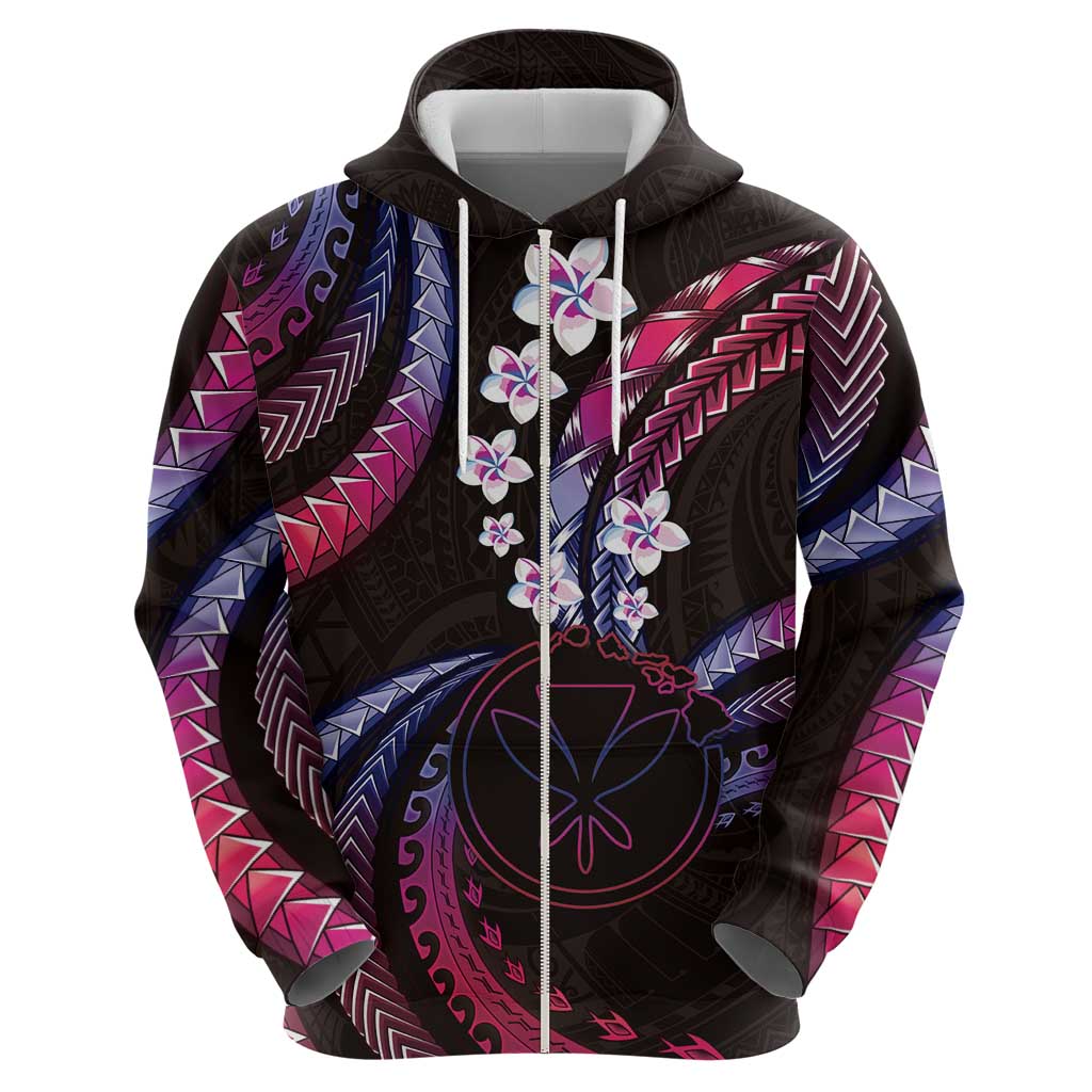 Hawaii Map Kanaka Maoli Zip Hoodie Fantastic Frangipani Sweet Dream LT01 - Polynesian Pride