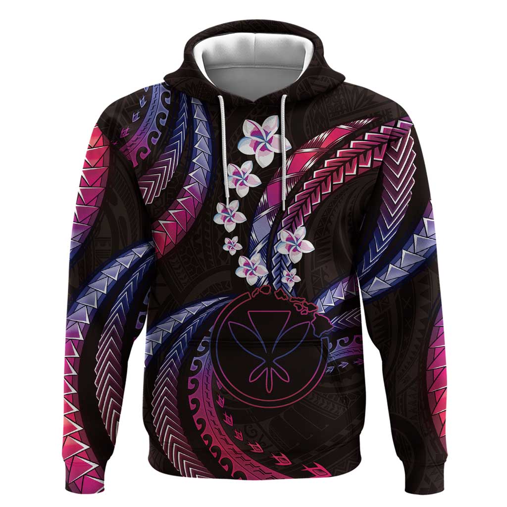 Hawaii Map Kanaka Maoli Zip Hoodie Fantastic Frangipani Sweet Dream LT01 Pullover Hoodie Pink - Polynesian Pride