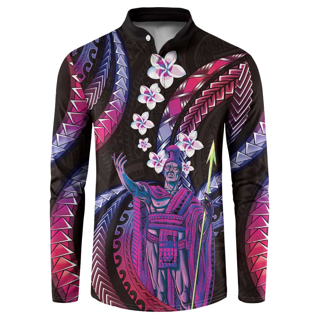 Hawaii King Kamehameha Button Sweatshirt Fantastic Plumeria Sweet Vibes LT01 Pink - Polynesian Pride