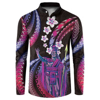 Hawaii King Kamehameha Button Sweatshirt Fantastic Plumeria Sweet Vibes LT01 Pink - Polynesian Pride