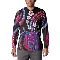 Hawaii King Kamehameha Button Sweatshirt Fantastic Plumeria Sweet Vibes LT01 - Polynesian Pride