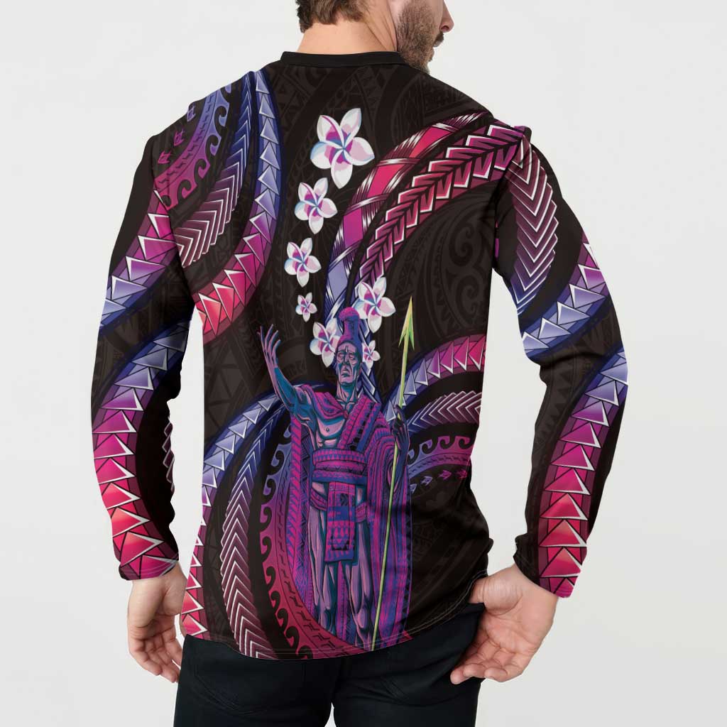 Hawaii King Kamehameha Button Sweatshirt Fantastic Plumeria Sweet Vibes LT01 - Polynesian Pride