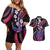 Hawaii King Kamehameha Couples Matching Off Shoulder Short Dress and Hawaiian Shirt Fantastic Plumeria Sweet Vibes