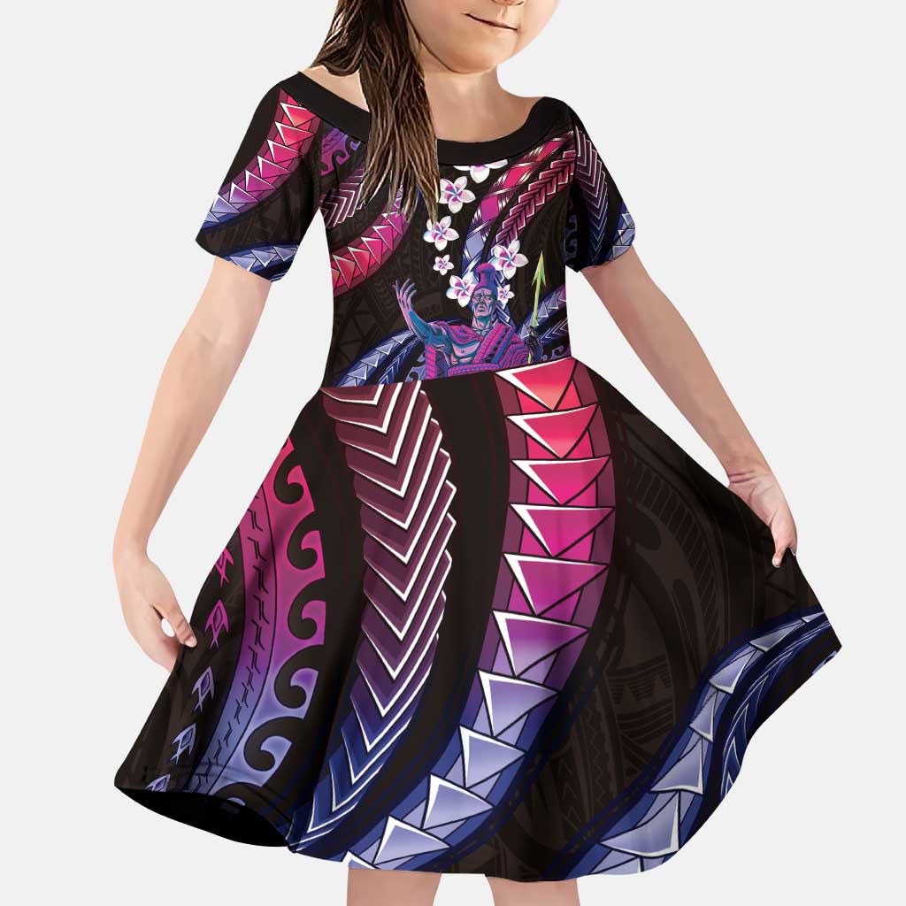 Hawaii King Kamehameha Family Matching Puletasi and Hawaiian Shirt Fantastic Plumeria Sweet Vibes LT01 Daughter's Dress Pink - Polynesian Pride