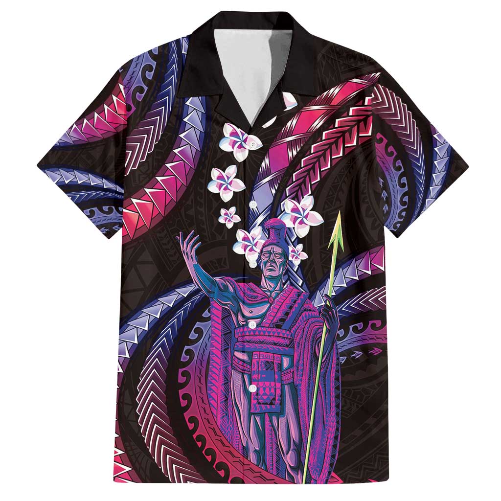 Hawaii King Kamehameha Family Matching Puletasi and Hawaiian Shirt Fantastic Plumeria Sweet Vibes LT01 Dad's Shirt - Short Sleeve Pink - Polynesian Pride