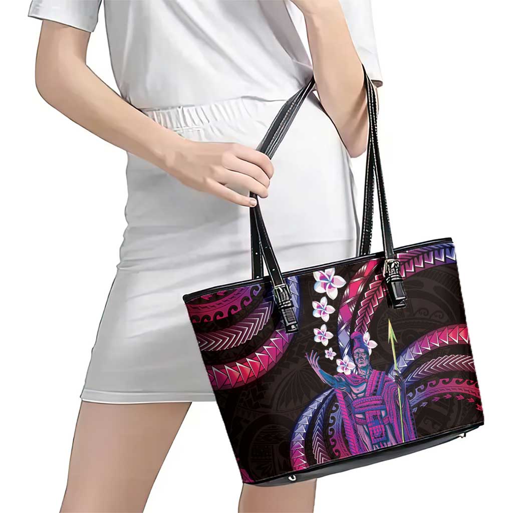 Hawaii King Kamehameha Leather Tote Bag Fantastic Plumeria Sweet Vibes LT01 - Polynesian Pride