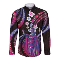 Hawaii King Kamehameha Long Sleeve Button Shirt Fantastic Plumeria Sweet Vibes LT01 Unisex Pink - Polynesian Pride