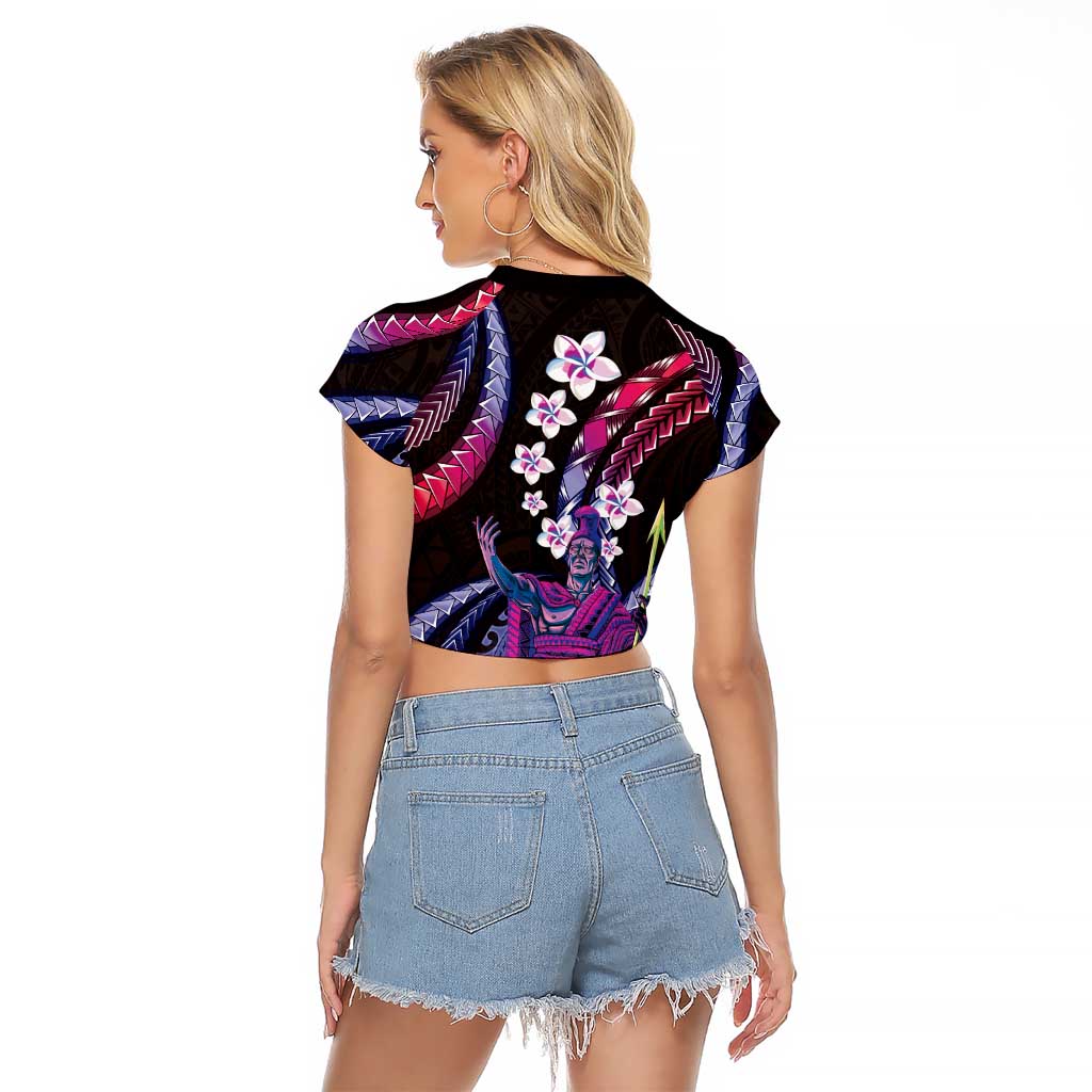 Hawaii King Kamehameha Raglan Cropped T Shirt Fantastic Plumeria Sweet Vibes