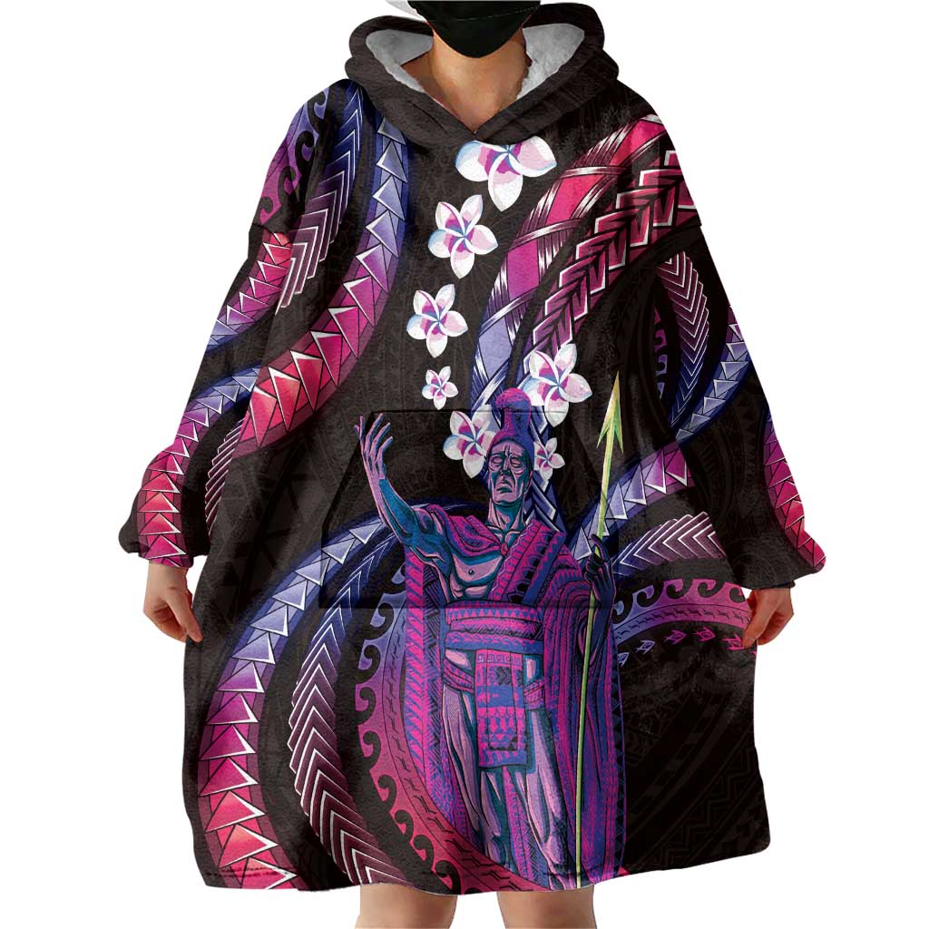 Hawaii King Kamehameha Wearable Blanket Hoodie Fantastic Plumeria Sweet Vibes