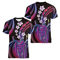 Hawaii King Kamehameha Women V-Neck T-Shirt Fantastic Plumeria Sweet Vibes