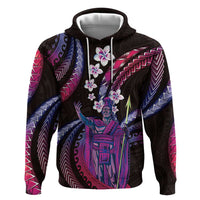 Hawaii King Kamehameha Zip Hoodie Fantastic Plumeria Sweet Vibes LT01 Pullover Hoodie Pink - Polynesian Pride
