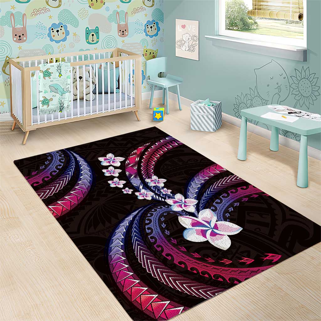 Hawaii Plumeria Area Rug Sweet Gradient Polynesian Pattern