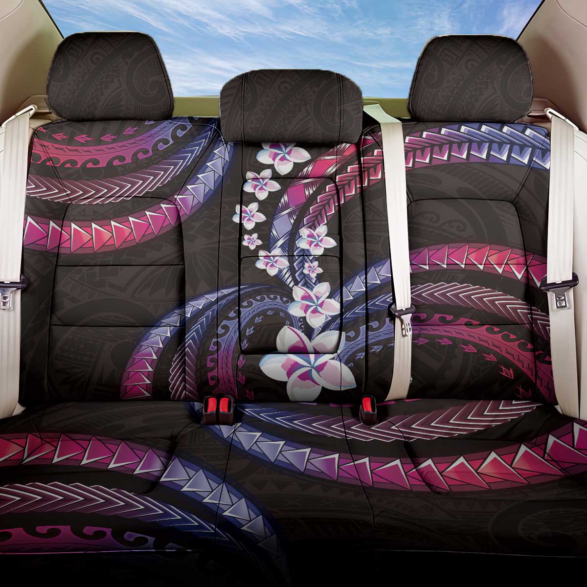 Hawaii Plumeria Back Car Seat Cover Sweet Gradient Polynesian Pattern