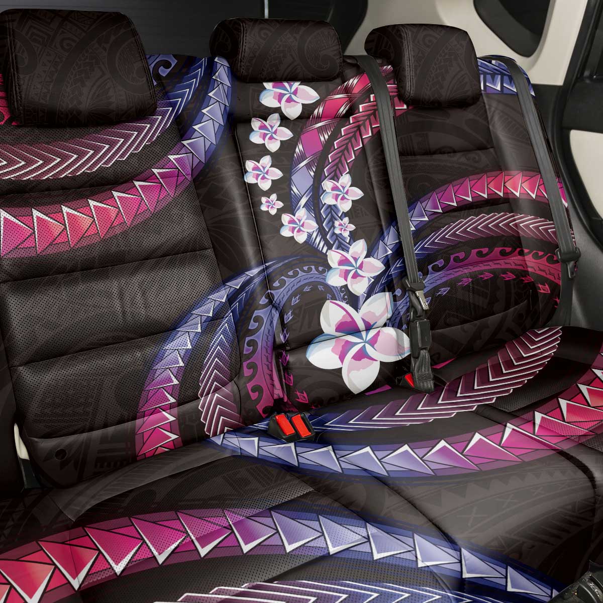 Hawaii Plumeria Back Car Seat Cover Sweet Gradient Polynesian Pattern