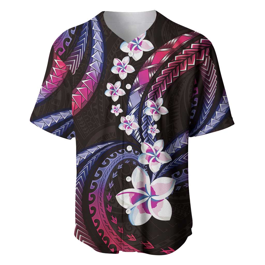 Hawaii Plumeria Baseball Jersey Sweet Gradient Polynesian Pattern