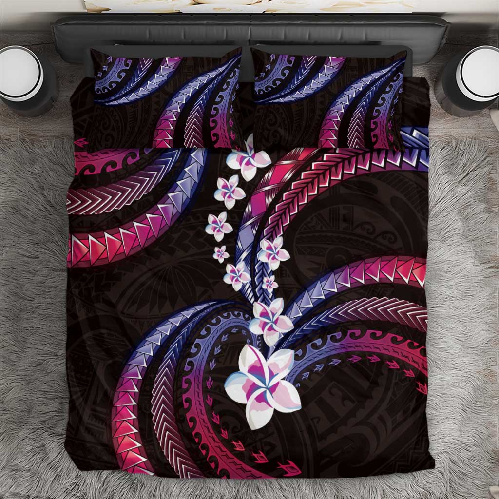 Hawaii Plumeria Bedding Set Sweet Gradient Polynesian Pattern