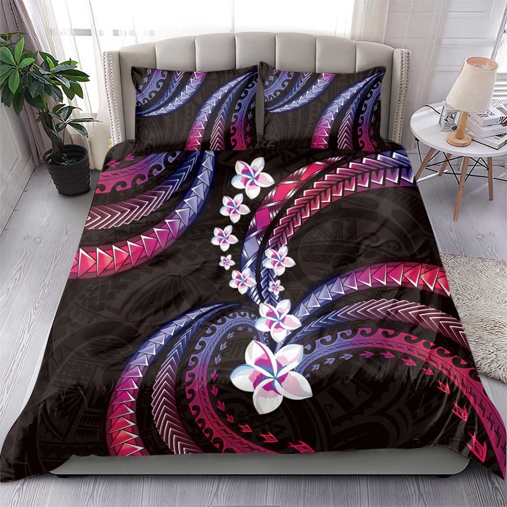 Hawaii Plumeria Bedding Set Sweet Gradient Polynesian Pattern