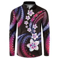 Hawaii Plumeria Button Sweatshirt Sweet Gradient Polynesian Pattern