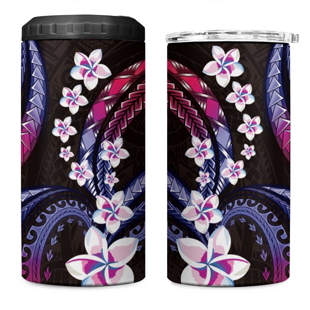 Hawaii Plumeria 4 in 1 Can Cooler Tumbler Sweet Gradient Polynesian Pattern