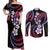 Hawaii Plumeria Couples Matching Off Shoulder Maxi Dress and Long Sleeve Button Shirt Sweet Gradient Polynesian Pattern