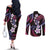 Hawaii Plumeria Couples Matching Off The Shoulder Long Sleeve Dress and Long Sleeve Button Shirt Sweet Gradient Polynesian Pattern