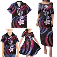 Hawaii Plumeria Family Matching Puletasi and Hawaiian Shirt Sweet Gradient Polynesian Pattern