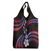 Hawaii Plumeria Grocery Bag Sweet Gradient Polynesian Pattern