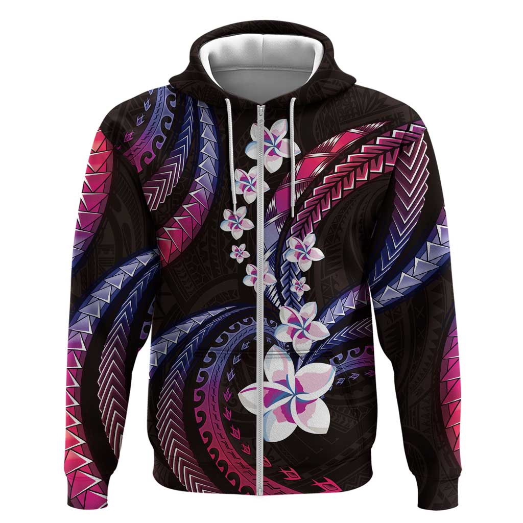 Hawaii Plumeria Hoodie Sweet Gradient Polynesian Pattern