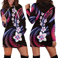 Hawaii Plumeria Hoodie Dress Sweet Gradient Polynesian Pattern