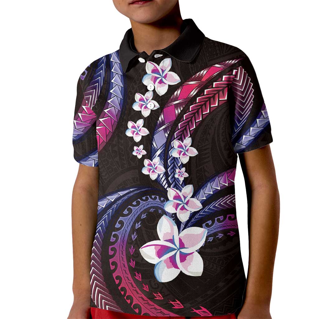 Hawaii Plumeria Kid Polo Shirt Sweet Gradient Polynesian Pattern