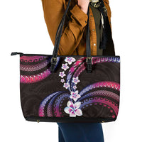 Hawaii Plumeria Leather Tote Bag Sweet Gradient Polynesian Pattern